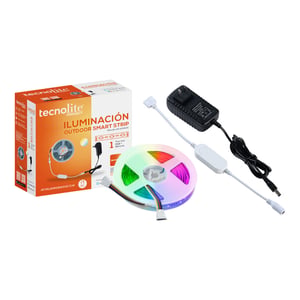 Tira LED Inteligente WiFi para Exterior 15 W, Luz RGB + Blanca, IP65, Compatible con App móvil y Asistentes de voz Tira LED Inteligente WiFi para Exterior 15 W, Luz RGB + Blanca, IP65, Compatible con App móvil y Asistentes de voz