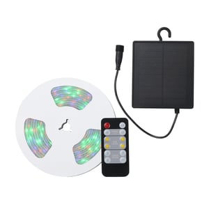 Tira LED Solar 5 Metros de Longitud 3 W, Luz RGB, Control Remoto Incluido, Atenuable, Exteriores IP65 Tira LED Solar 5 Metros de Longitud 3 W, Luz RGB, Control Remoto Incluido, Atenuable, Exteriores IP65