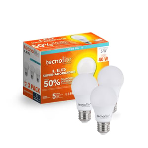 Paquete de 3 Focos A19 LED 5 W 127V, Luz de Día, Base E27, No atenuables Paquete de 3 Focos A19 LED 5 W 127V, Luz de Día, Base E27, No atenuables