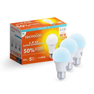 Paquete de 3 Focos A19 LED 8.5 W 127 V, Luz de Día, Base E27, No atenuables Paquete de 3 Focos A19 LED 8.5 W 127 V, Luz de Día, Base E27, No atenuables