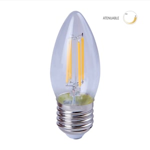 Foco Vela C27 LED Filamento 4.5 W, Luz Cálida Suave, Base E27, Atenuable Foco Vela C27 LED Filamento 4.5 W, Luz Cálida Suave, Base E27, Atenuable