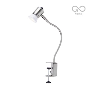 Lámpara de Escritorio con Abrazadera, Foco GU10 incluido 3 W, Luz Cálida Brillante, Flexible Lámpara de Escritorio con Abrazadera, Foco GU10 incluido 3 W, Luz Cálida Brillante, Flexible