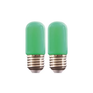 Paquete de 2 Focos T30 Miniatura LED 1 W, Luz Verde, Base E27, No atenuables Paquete de 2 Focos T30 Miniatura LED 1 W, Luz Verde, Base E27, No atenuables