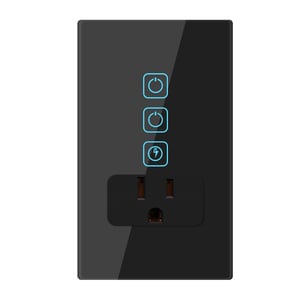 Apagador con Contacto Inteligente WiFi 2 Botones Táctiles y 1 Enchufe, Cable Neutro, Compatible con App móvil y Asistentes de voz Apagador con Contacto Inteligente WiFi 2 Botones Táctiles y 1 Enchufe, Cable Neutro, Compatible con App móvil y Asistentes de voz