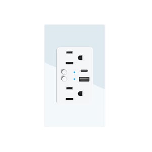 Contacto de Pared Inteligente WiFi Tomacorriente, 2 contactos + 2 puertos USB C/USB A, Cable Neutro, Compatible con App móvil y Asistentes de voz Contacto de Pared Inteligente WiFi Tomacorriente, 2 contactos + 2 puertos USB C/USB A, Cable Neutro, Compatible con App móvil y Asistentes de voz
