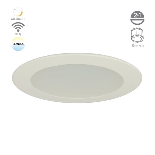 Lámpara Empotrable LED Inteligente WiFi 9 W, Luz Blanca Dinámica, Atenuable, Compatible con App móvil y Asistentes de voz Lámpara Empotrable LED Inteligente WiFi 9 W, Luz Blanca Dinámica, Atenuable, Compatible con App móvil y Asistentes de voz