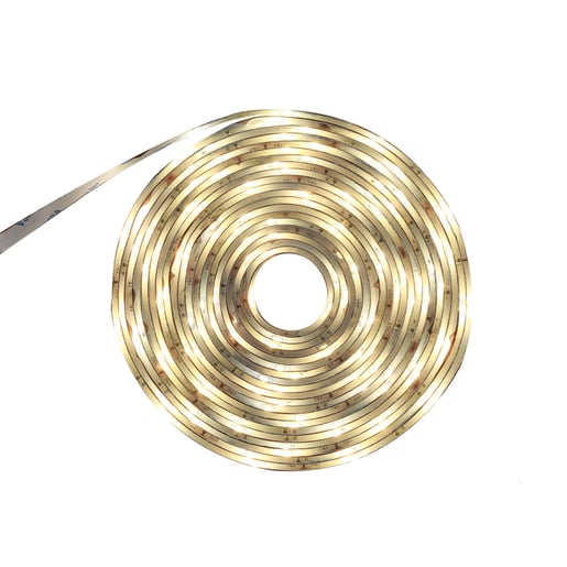 Tira LED 5 Metros de Longitud 12 W, Luz Cálida Brillante, Interiores, No atenuable Tira LED 5 Metros de Longitud 12 W, Luz Cálida Brillante, Interiores, No atenuable