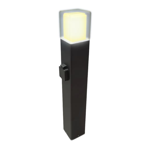 Mini Poste LED Exterior con Tomacorriente, 60 cm 13 W, Luz Cálida Brillante, IP54, IK06, No atenuable