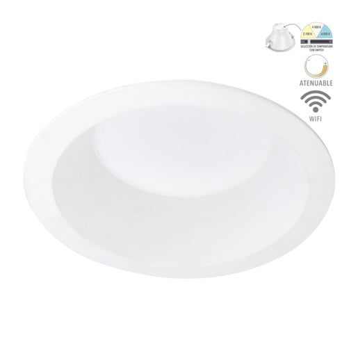 Lámpara Empotrable LED Inteligente WiFi 13 W, Luz Blanca Dinámica, Atenuable, Compatible con App móvil y Asistentes de voz Lámpara Empotrable LED Inteligente WiFi 13 W, Luz Blanca Dinámica, Atenuable, Compatible con App móvil y Asistentes de voz