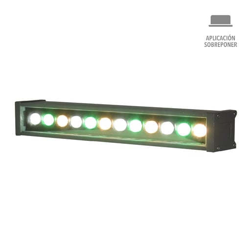 Barra de Luz LED Wall Washer 14.5 W, Luz de Luna Color Verde, IP65, IK08, No atenuable, LED integrado