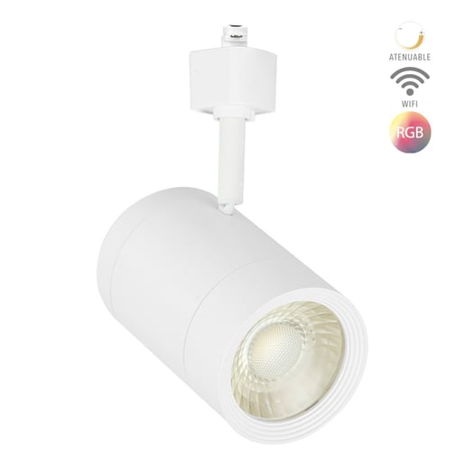 Lámpara Spot de Riel LED Inteligente WiFi 14 W, Luz RGB + Blanca, Atenuable, Compatible con App móvil y Asistentes de voz