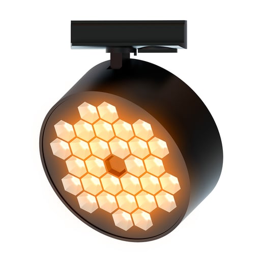 Lámpara Spot de Riel LED Honeycomb 15 W, Luz Cálida Brillante, Diseño Hexagonal, IRC 90, No atenuable Lámpara Spot de Riel LED Honeycomb 15 W, Luz Cálida Brillante, Diseño Hexagonal, IRC 90, No atenuable