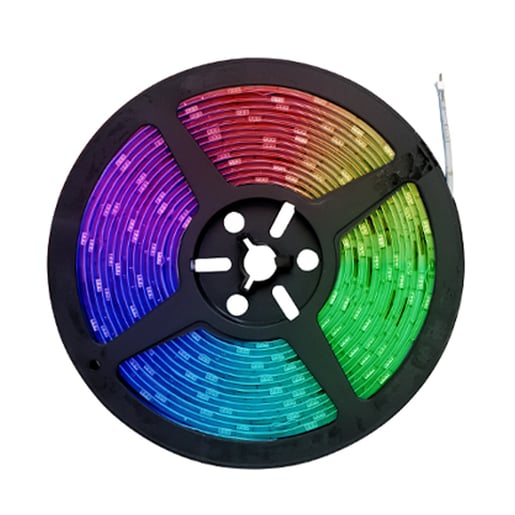 Tira LED RGB 5 Metros de Longitud 24 W, Luz de Colores, Atenuable, Control Remoto Incluido, IP65, Interiores y Exteriores Tira LED RGB 5 Metros de Longitud 24 W, Luz de Colores, Atenuable, Control Remoto Incluido, IP65, Interiores y Exteriores