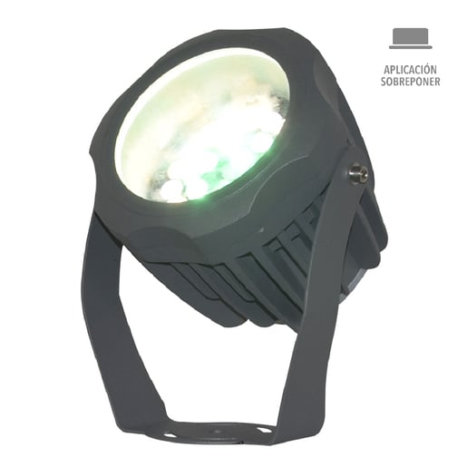 Reflector LED Exterior 28 W, Luz de Luna Color Verde, IP66, IK08, No atenuable, LED integrado