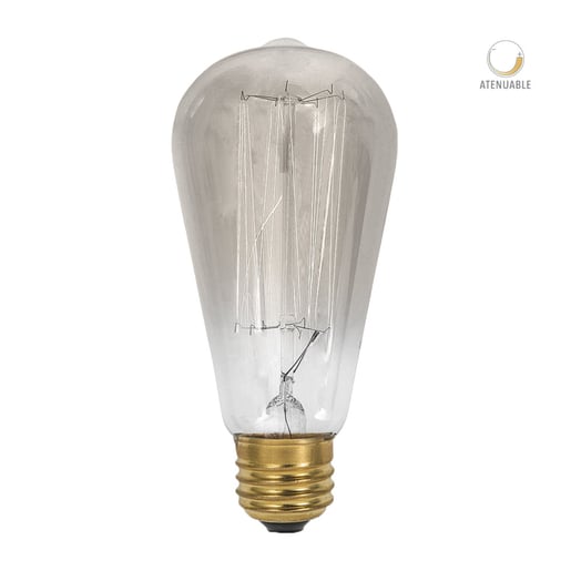 Foco ST64 Vintage Incandescente 35 W, Luz Suave Cálida, Base E27, Atenuable