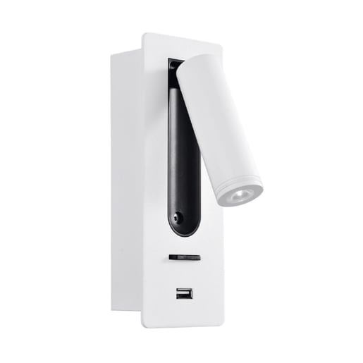 Luz de Lectura LED 3.5 W, Luz Cálida Brillante, Puerto USB para dispositivos, Sobreponer en pared