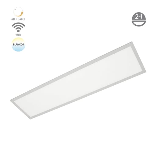 Panel LED 1x4 Inteligente WiFi 40 W, Luz Blanca Dinámica, Atenuable, Compatible con App móvil y Asistentes de voz