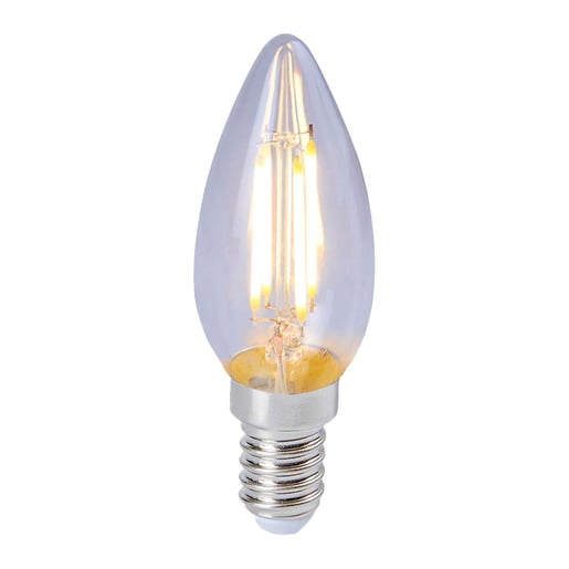 Foco Vela C35 LED Filamento 4.5 W, Luz Cálida Suave, Base E12, No Atenuable Foco Vela C35 LED Filamento 4.5 W, Luz Cálida Suave, Base E12, No Atenuable
