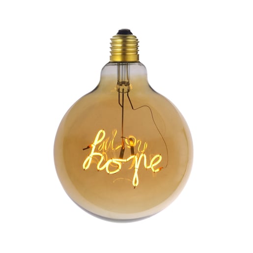 Foco Vintage LED Filamento 4 W, Palabra "Hope", Luz Suave Cálida, Base E27, Atenuable