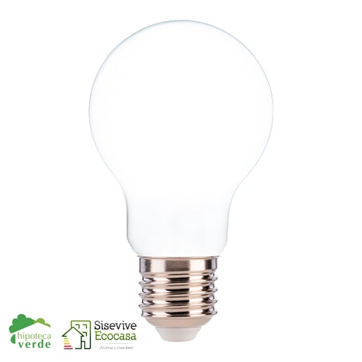 Foco A19 Filamento LED 6 W, IRC 90, Base E27, Luz de Día, Atenuable, Producto Hipoteca Verde Foco A19 Filamento LED 6 W, IRC 90, Base E27, Luz de Día, Atenuable, Producto Hipoteca Verde
