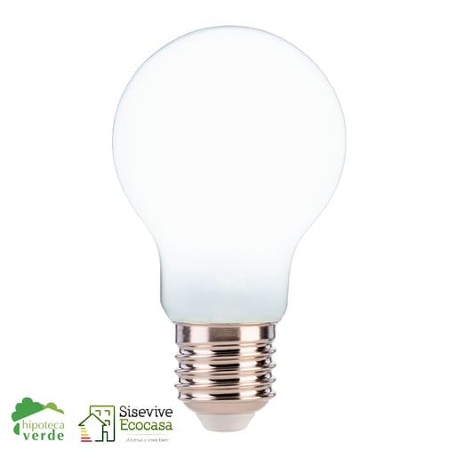 Foco A19 Filamento LED 6 W, IRC 90, Base E27, Luz de Día, Atenuable, Producto Hipoteca Verde Foco A19 Filamento LED 6 W, IRC 90, Base E27, Luz de Día, Atenuable, Producto Hipoteca Verde