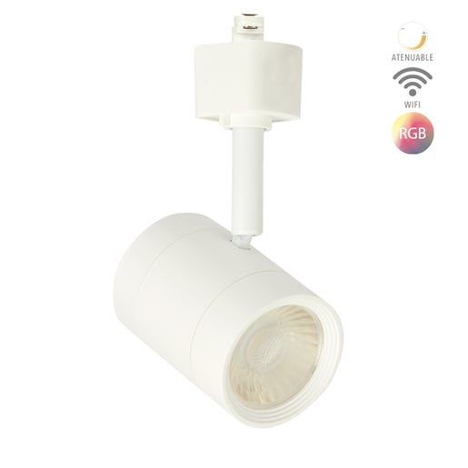 Lámpara Spot de Riel LED Inteligente WiFi 7 W, Luz RGB + Blanca, Atenuable, Compatible con App móvil y Asistentes de voz