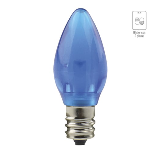 Foco LED tipo vela miniatura, 1 W, Luz azul, Base E12