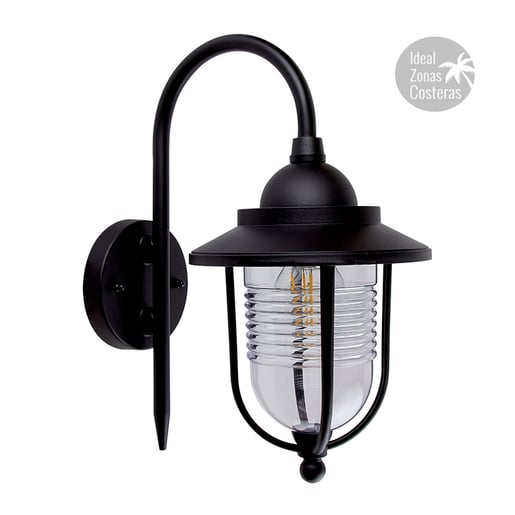 Lámpara de Pared Arbotante Tipo Farol Exterior, Ideal Zona Costera 60 W, Base E27, IP44, No incluye foco