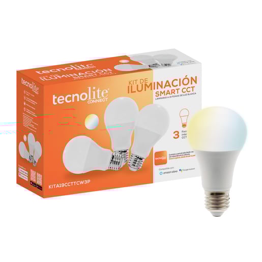 Paquete de 3 Focos LED Inteligentes A19 WiFi 7 W, Luz Blanca Dinámica, Base E27, Compatible con App móvil y Asistentes de voz Paquete de 3 Focos LED Inteligentes A19 WiFi 7 W, Luz Blanca Dinámica, Base E27, Compatible con App móvil y Asistentes de voz