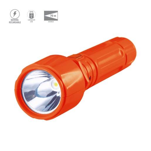 Linterna LED Recargable Portátil 1 W, Luz de Día, Cable de carga, LED integrado