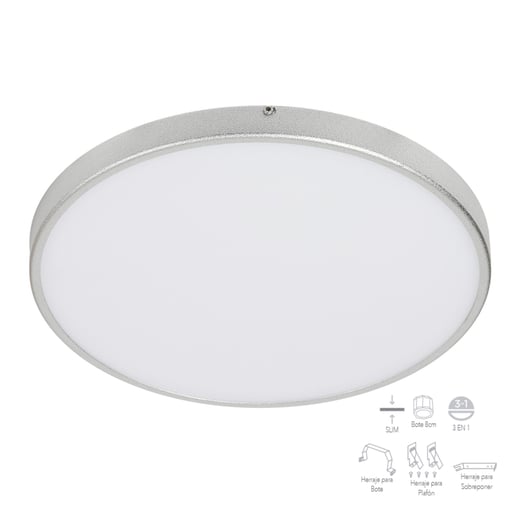 Downlight LED Empotrable, Bote Integral 12 cm o Sobreponer 12 W, Luz de Día, No atenuable