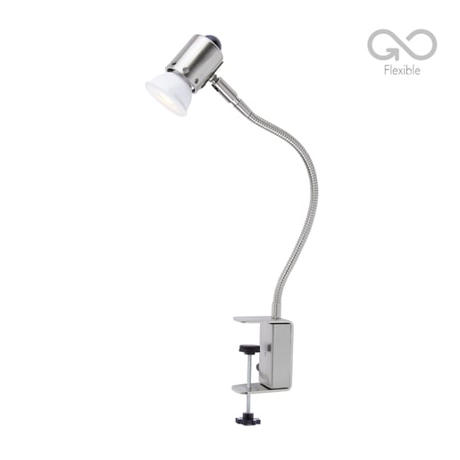 Lámpara de Escritorio con Abrazadera, Foco GU10 incluido 3 W, Luz Cálida Brillante, Flexible