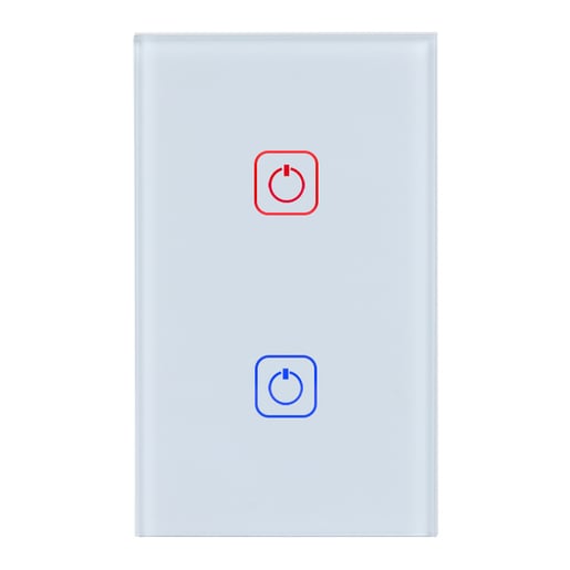 Apagador Inteligente Táctil WiFi 2 Circuitos, Sin Cable Neutro, Compatible con App móvil y Asistentes de voz Apagador Inteligente Táctil WiFi 2 Circuitos, Sin Cable Neutro, Compatible con App móvil y Asistentes de voz