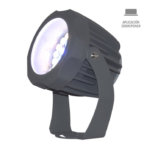 Reflector LED Exterior 28 W, Luz de Luna Color Azul, IP66, IK08, No atenuable, LED integrado