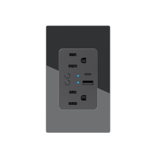 Contacto de Pared Inteligente WiFi Tomacorriente, 2 contactos + 2 puertos USB C/USB A, Cable Neutro, Compatible con App móvil y Asistentes de voz Contacto de Pared Inteligente WiFi Tomacorriente, 2 contactos + 2 puertos USB C/USB A, Cable Neutro, Compatible con App móvil y Asistentes de voz