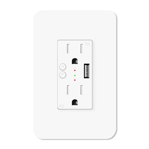Contacto de Pared Inteligente WiFi Tomacorriente, 2 contactos + 1 puerto USB-A, Cable Neutro, Compatible con App móvil y Asistentes de voz Contacto de Pared Inteligente WiFi Tomacorriente, 2 contactos + 1 puerto USB-A, Cable Neutro, Compatible con App móvil y Asistentes de voz