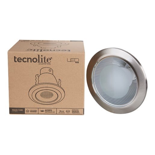 Lámpara Downlight Empotrable, Foco Incluido LED 8.5 W, Luz Cálida Brillante, Base E27