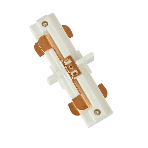 Conector Recto para Riel de Spot, Color Blanco, 3 hilos