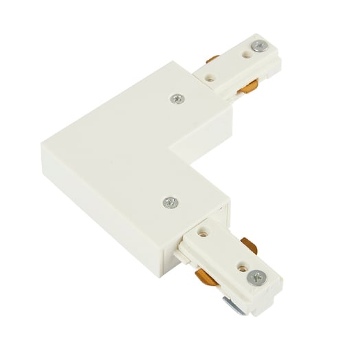 Conector en L / Codo para Riel de Spot, Color Blanco, 3 hilos